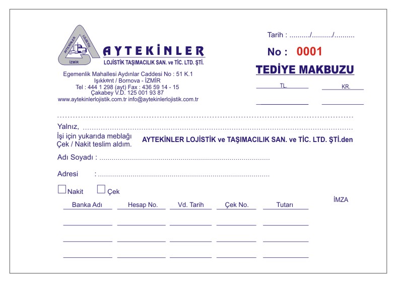 Tahsilat Makbuzu / Tediye Makbuzu